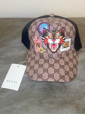 Gucci GG Supreme Angry Cat Trucker Hat